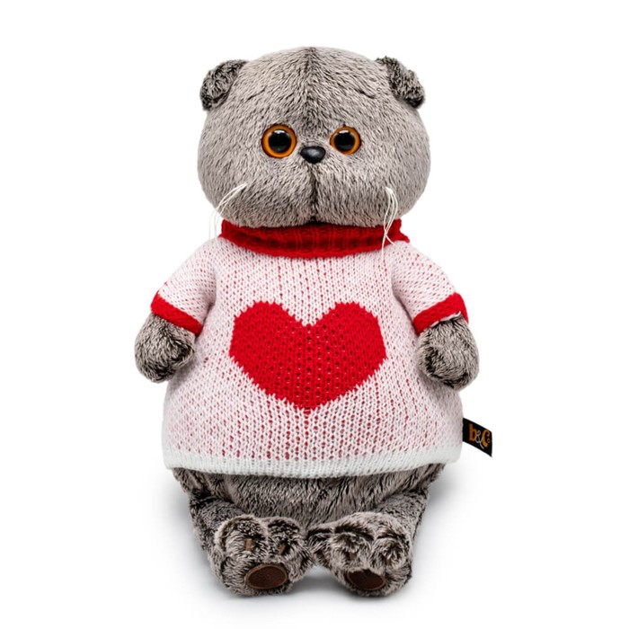 Мягкая игрушка «Басик», в свитере с сердцем, 19 см мягкая игрушка басик с сердцем из фетра 19 см