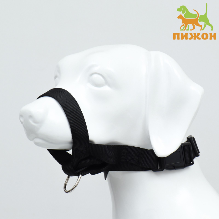 Недоуздок-намордник для собак строгий, размер L, ОМ 18-30 см, ОШ 16-24 см, черный