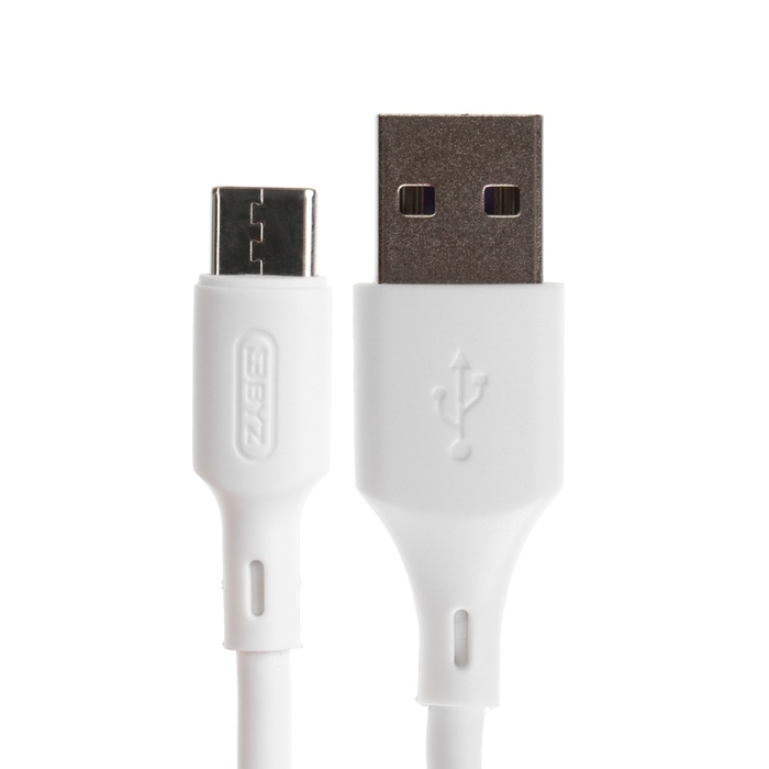 фото Кабель byz bc-040, type-c - usb, 3 а, 1 м, силикон, белый