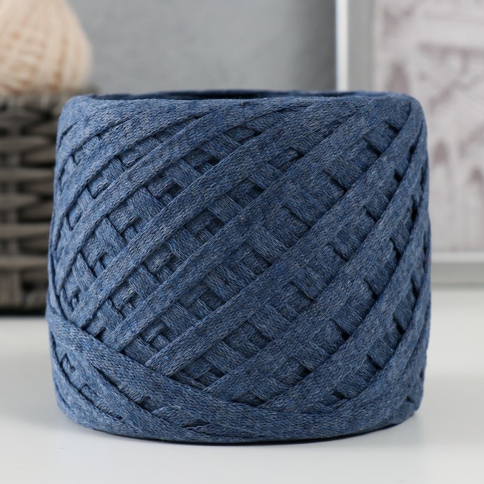 

Трикотажная пряжа "Риббон" 85м/170±5 гр (Джинс)