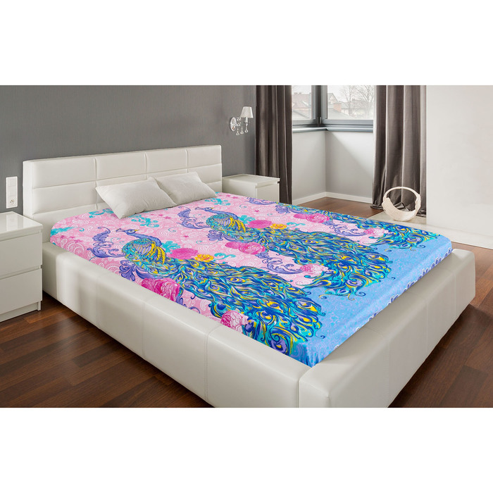 Простыня "Этель поплин" 1.5 сп Павлин роуз 150*210 см, 100% хлопок, поплин