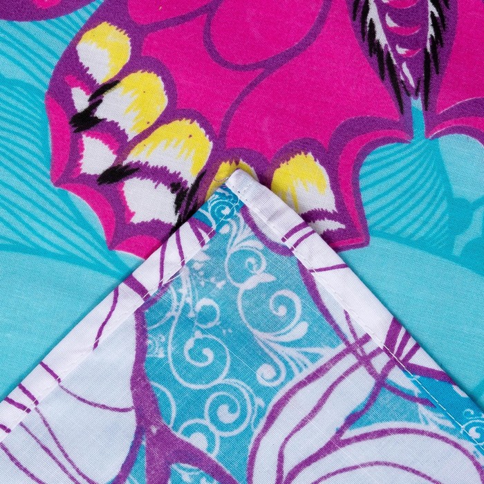 Простыня "Этель поплин" 1.5 сп Бабочки лазурь 150*210 см, 100% хлопок, поплин