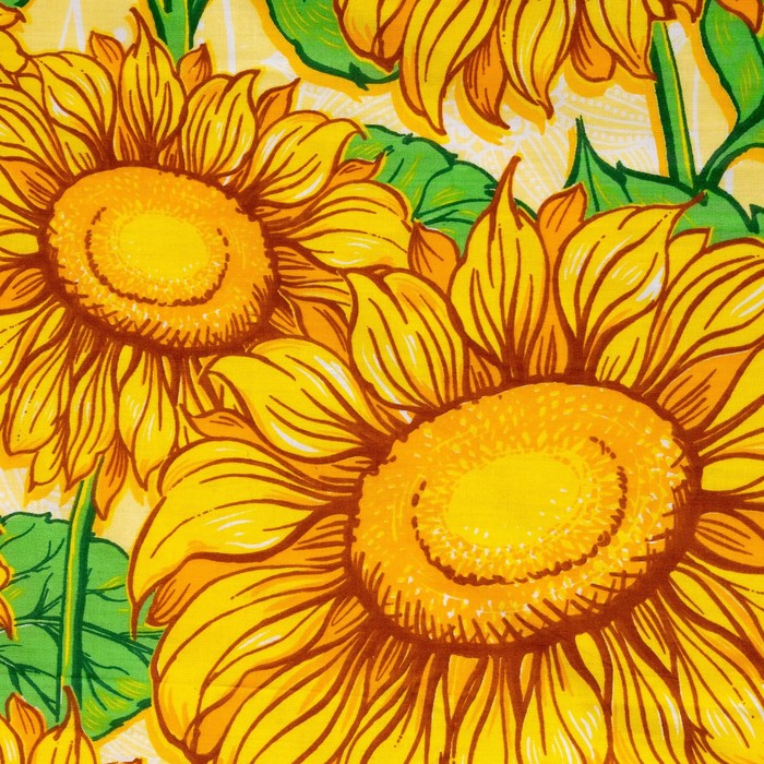 Простыня "Этель поплин" 1.5 сп Подсолнухи на желтом 150*210 см, 100% хлопок, поплин