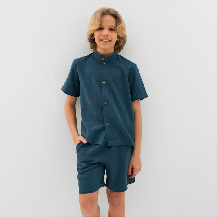 Комплект для мальчика (рубашка, шорты) MINAKU, цвет синий, рост 122 см