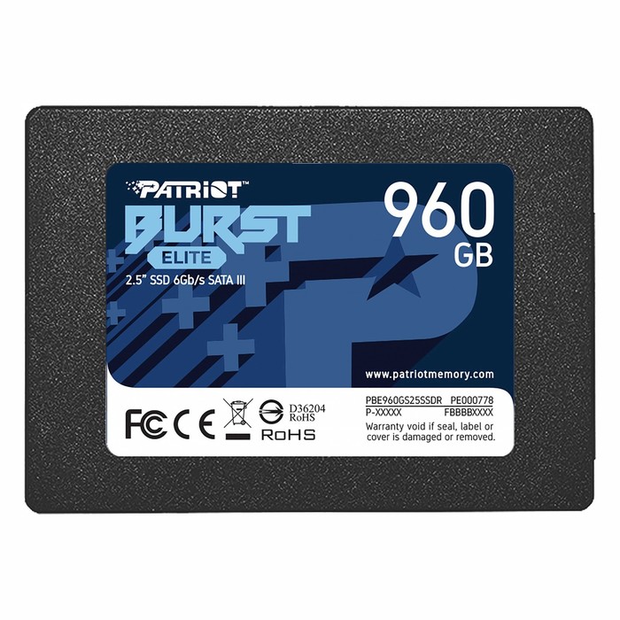 Накопитель SSD Patriot SATA III 960GB PBE960GS25SSDR Burst Elite 2.5 фотографии