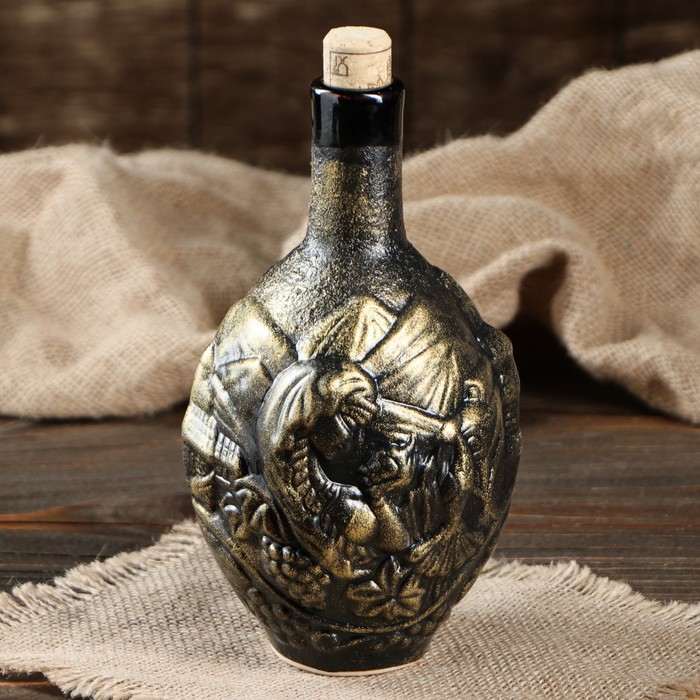 Штоф с рюмками "Тамина" чёрная глазурь, светлое золото, 5 предметов, 0,5 л