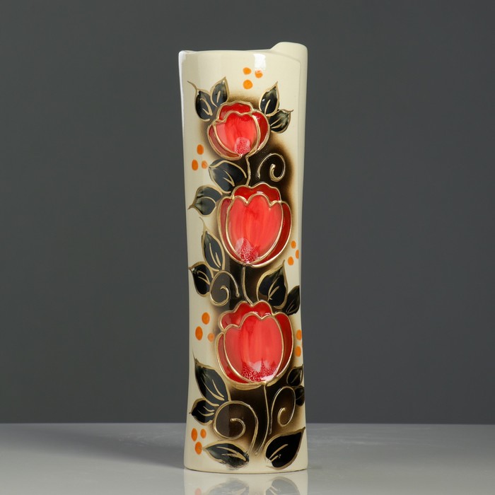 Ваза "Свиток" задувка, тюльпаны