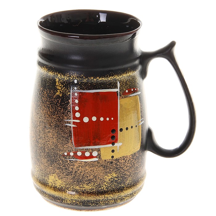 Кружка для пива "Бочка" абстракция, чёрная, глазурь, 0,5 л