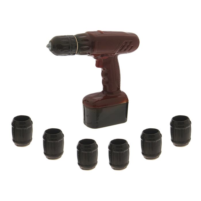 Штоф с рюмками "Дрель", коричневый, 7 предметов, 0,6 л