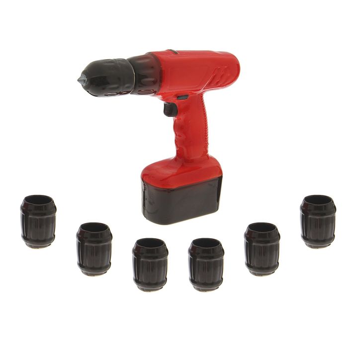 Штоф с рюмками "Дрель" набор 7 предметов, красная 0,75 л