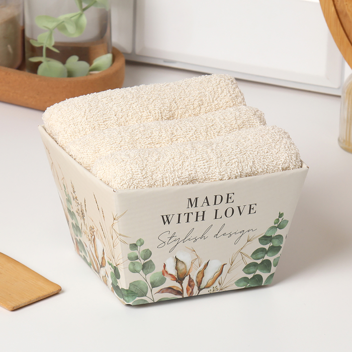 

Набор полотенец Этель "Made With love" 35х50 см - 3 шт, 100% хл, махра 340 г/м2