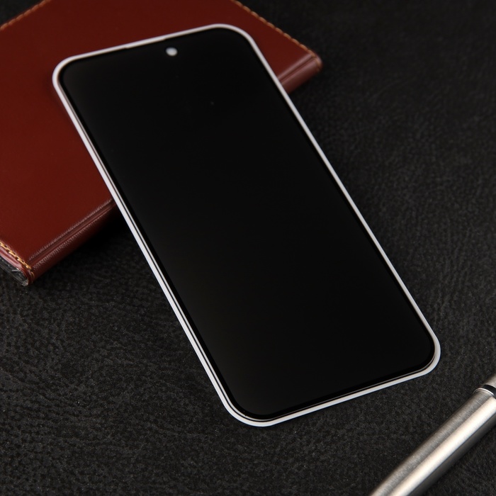 

Защитное стекло для iPhone 15 Plus, антишпион, 9H, 0.33 мм, чёрная рамка