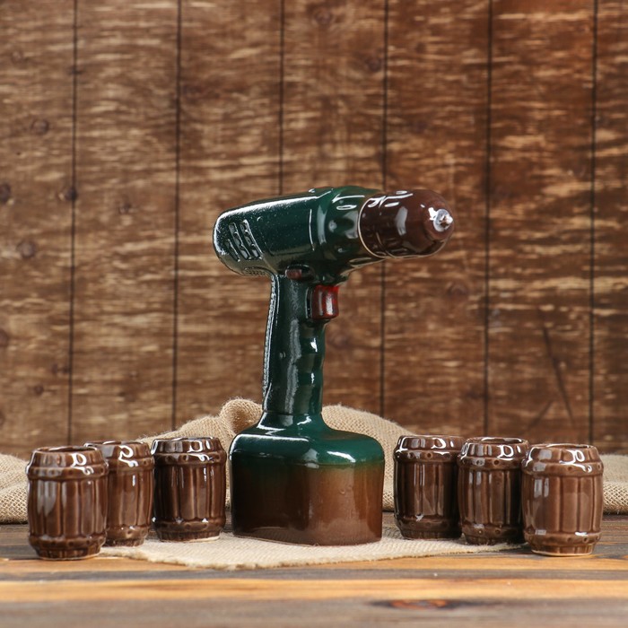 Штоф с рюмками "Дрель" бирюза, 7 предметов, 0,75 л