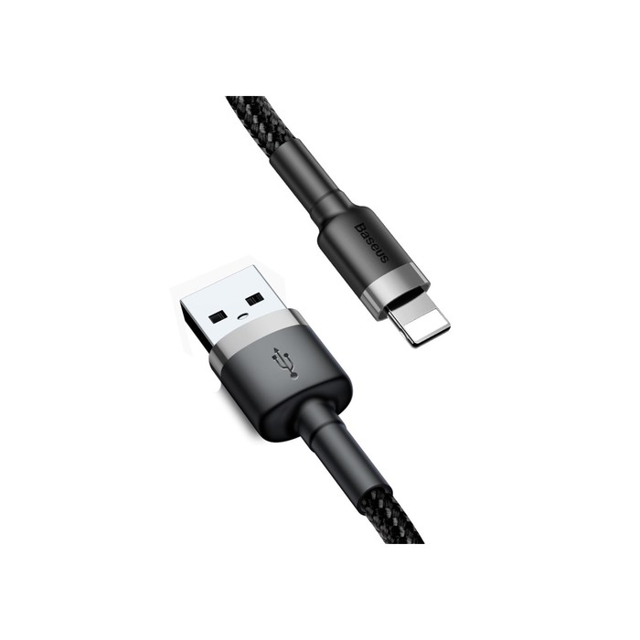 

Кабель Baseus, Lightning - USB, 2.4 А, ПВХ оплётка, 1 м, чёрно-серый