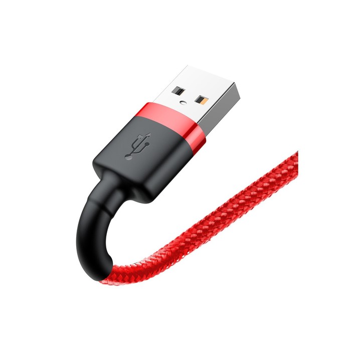 фото Кабель baseus, lightning - usb, 2.4 а, пвх оплётка, 1 м, чёрно-красный