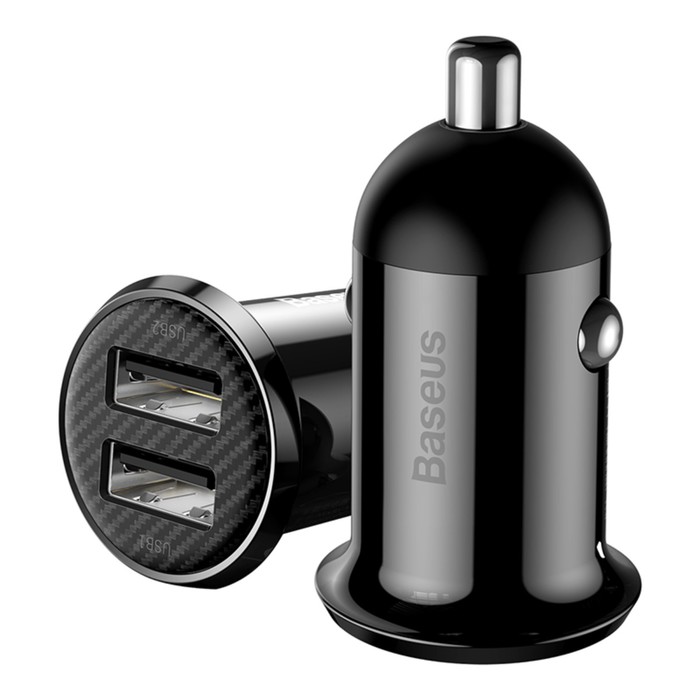 Автомобильное зарядное устройство Baseus Grain Pro, 2USB, 4.8 А, чёрное