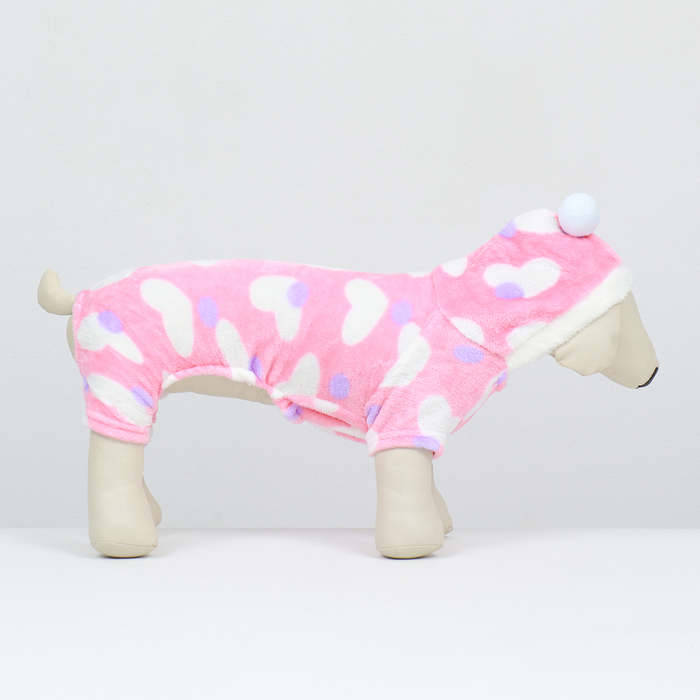 фото Комбинезон "любовь" с капюшоном, размер l (дс 35 см, ог 45 см, ош 35 см), розовый