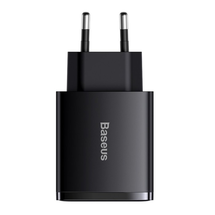 фото Зарядное устройство baseus compact quick charger 2*usb+usb-c, 3a, 30w, черный