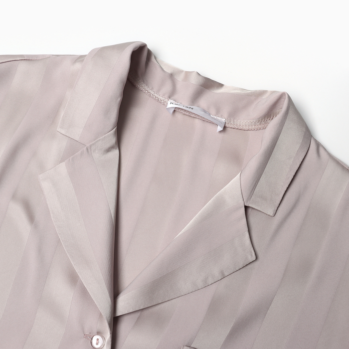 фото Пижама женская (рубашка и шорты) kaftan silk "полоска" р.40-42, бежевый