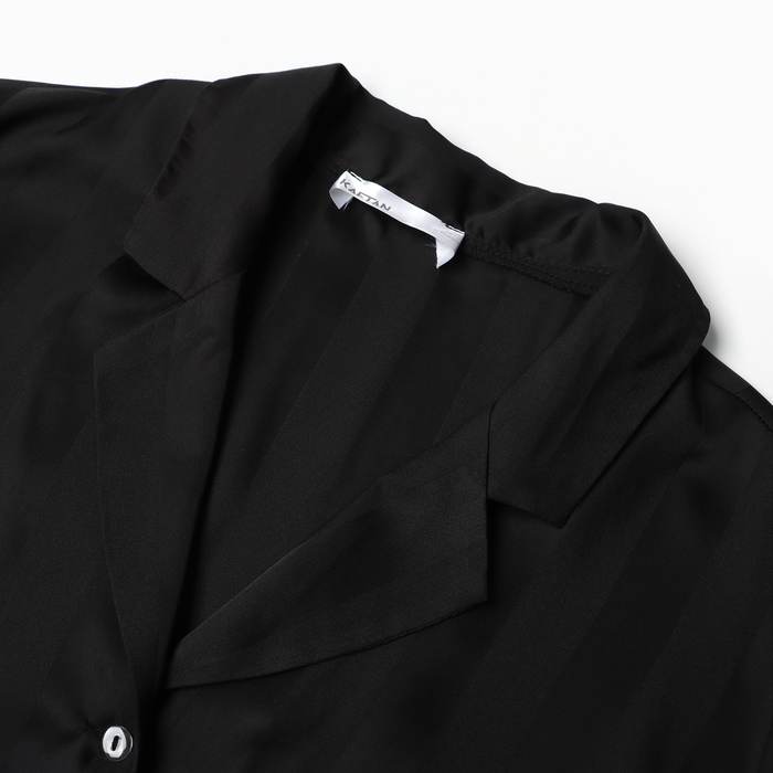 фото Пижама женская (рубашка и шорты) kaftan silk "полоска" р.48-50, черный