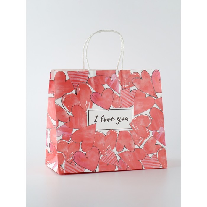 

Набор крафтовых подарочных пакетов I love you, 3 шт, 22 × 25 × 12 см