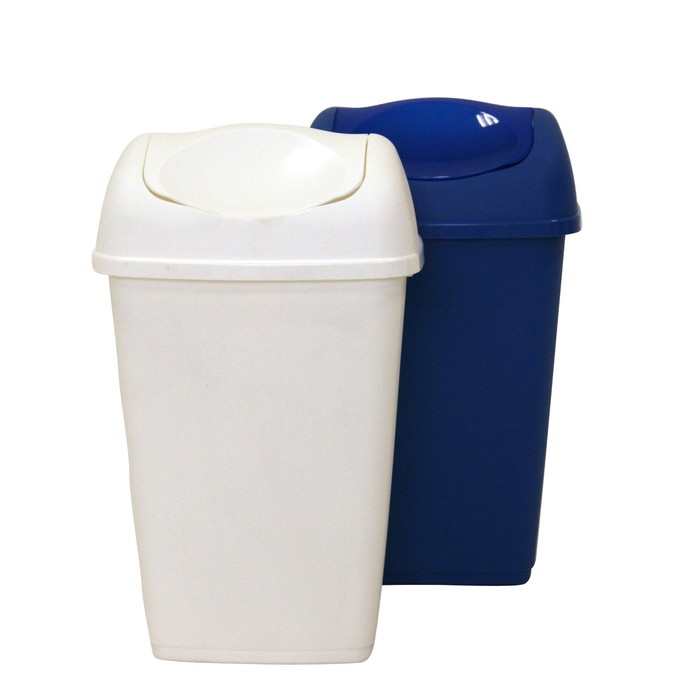 Ведро Axentia для мусора 9 литров, прямоугольное белое с крышкой качель 23,5х39х18,5 см