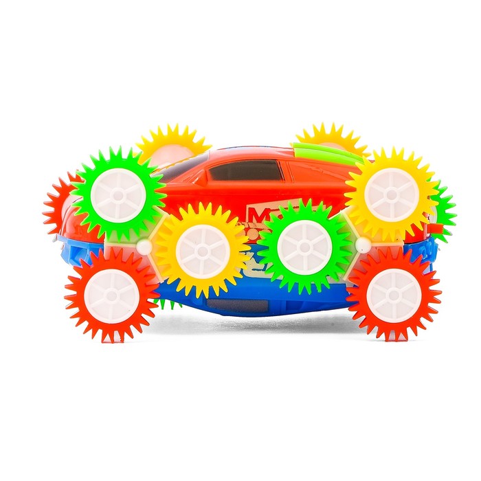 Машина-перевёртыш "Гонка", двухсторонняя, тройное колесо, световые эффекты, цвета МИКС