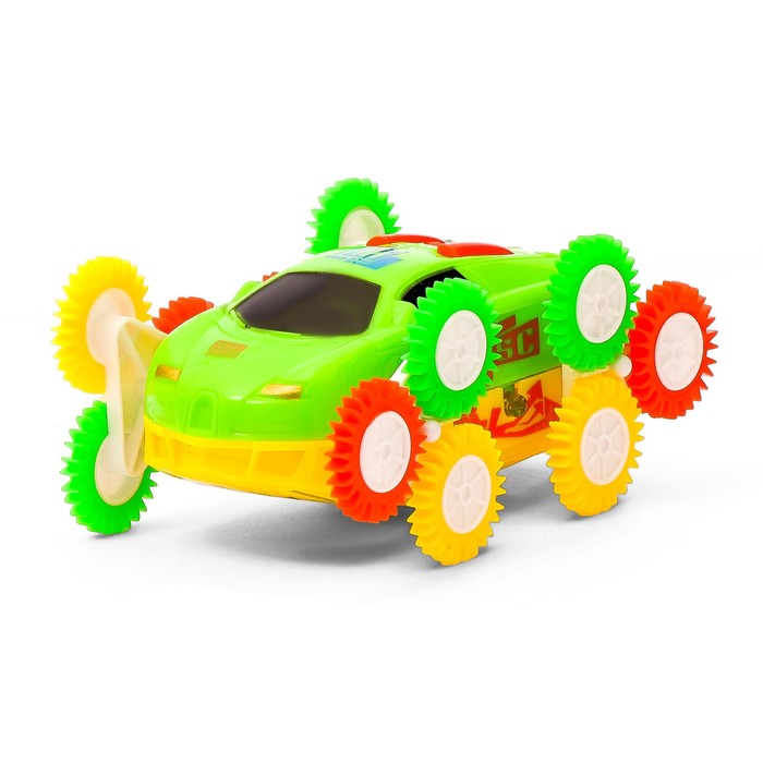 Машина-перевёртыш "Гонка", двухсторонняя, тройное колесо, световые эффекты, цвета МИКС