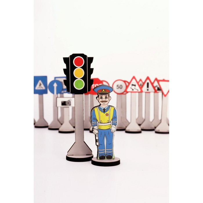 фото Игровой набор набор «дорожные знаки» (24 знака, инспектор гибдд, светофор) яигрушка