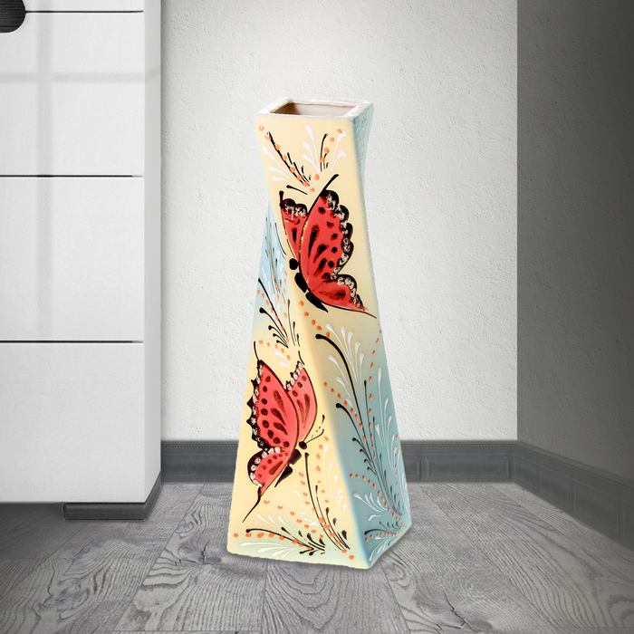 Ваза "Эквилибриум" жёлто-синяя, средняя, бабочка