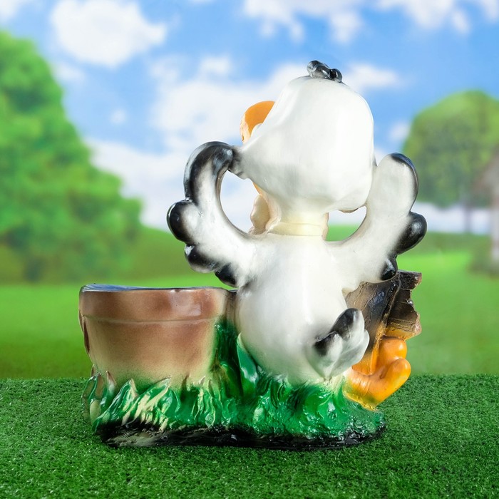 Фигурное кашпо "Гусёнок с табличкой: Добро пожаловать"