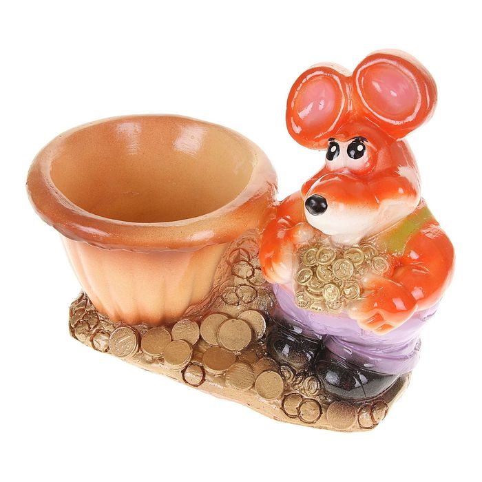 Фигурное кашпо "Мышь" микс