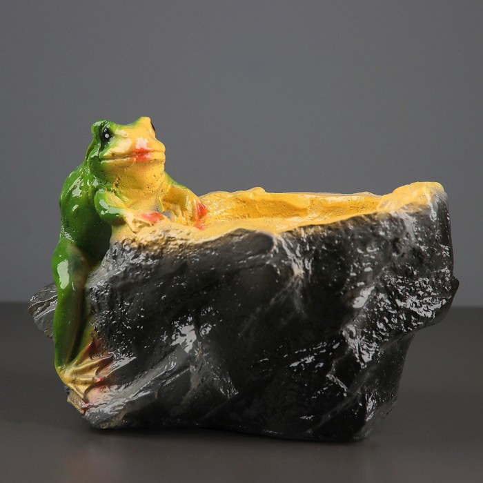 Фигурное кашпо "Жаба на камне", коричневый, 24 см