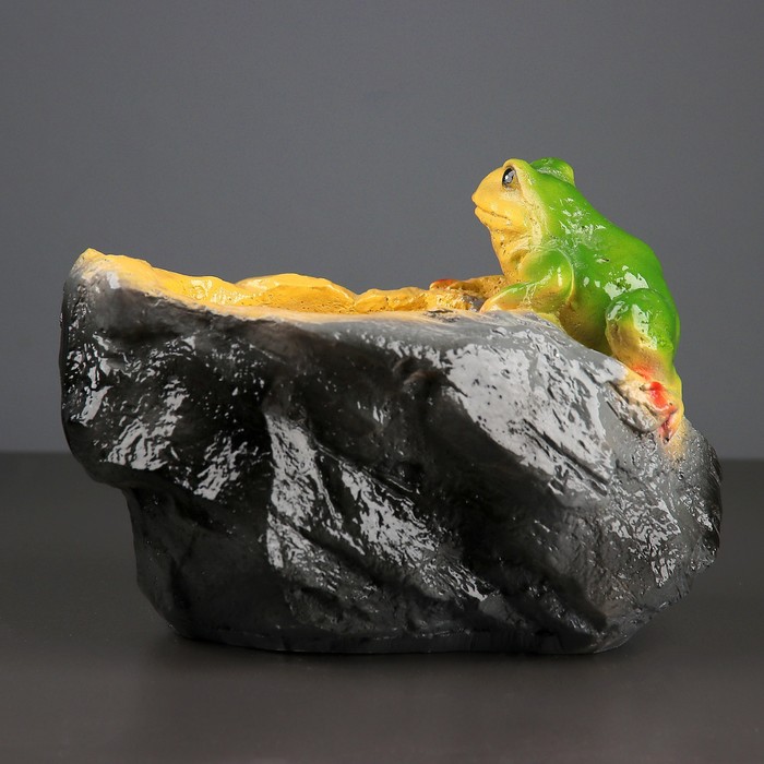 Фигурное кашпо "Жаба на камне", коричневый, 24 см