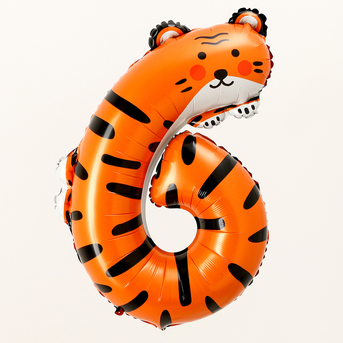 Шар фольгированный 40 «Цифра 6», тигр»