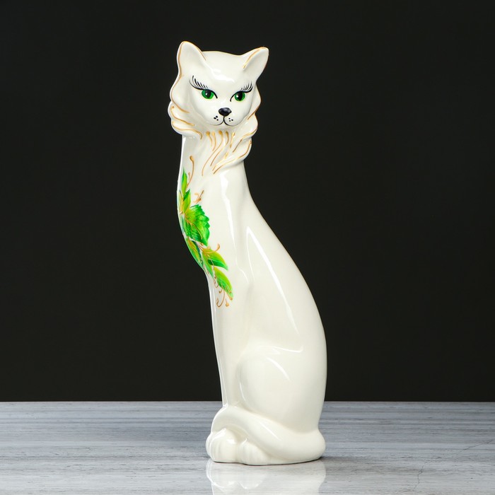 Копилка "Кошка Иден" белая, рисунок, глазурь
