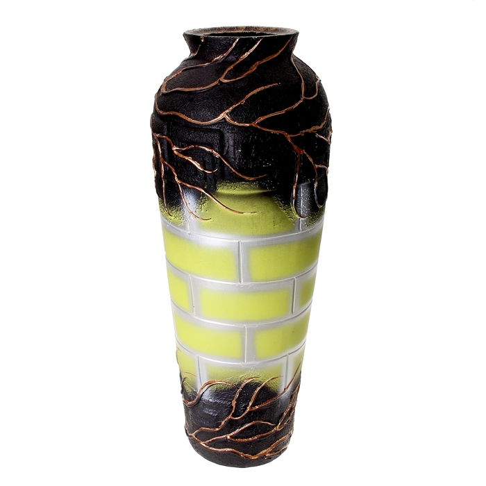 Ваза напольная "Арго" роспись, лимонно-чёрная