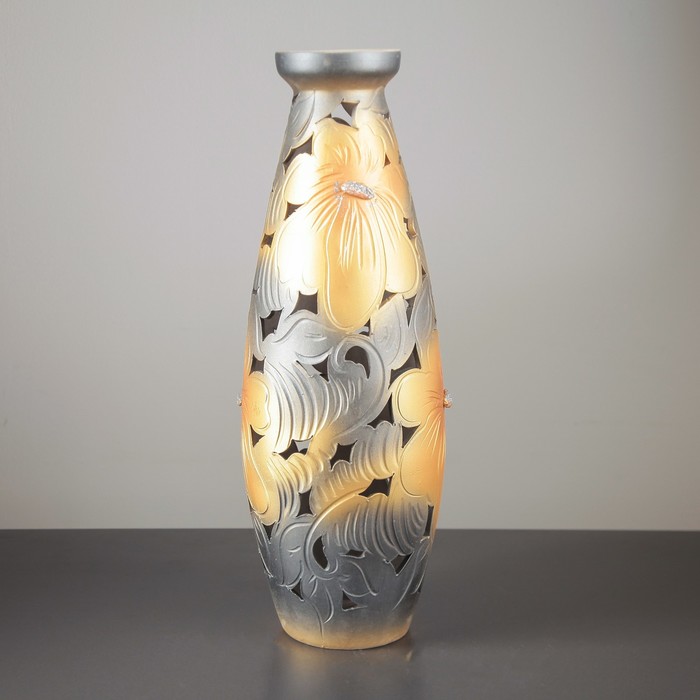 Ваза напольная "Юность" роспись, шекография, резка, золото