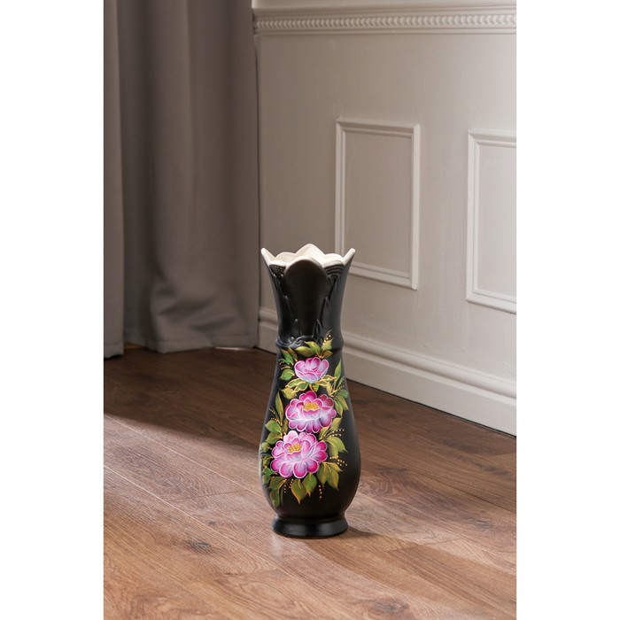 Ваза напольная "Виктория" художественная роспись, цветы