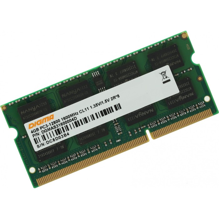 

Модуль памяти DDR3 4Gb 1600MHz DGMAS31600004D RTL PC3-12800 CL11 SO-DIMM 204-pin 1.5В dual rank
