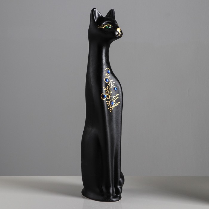 Копилка "Кот" большая, чёрная, акрил, стразы