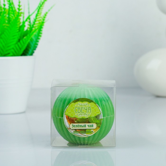Свеча восковая "Шар", аромат зелёный чай