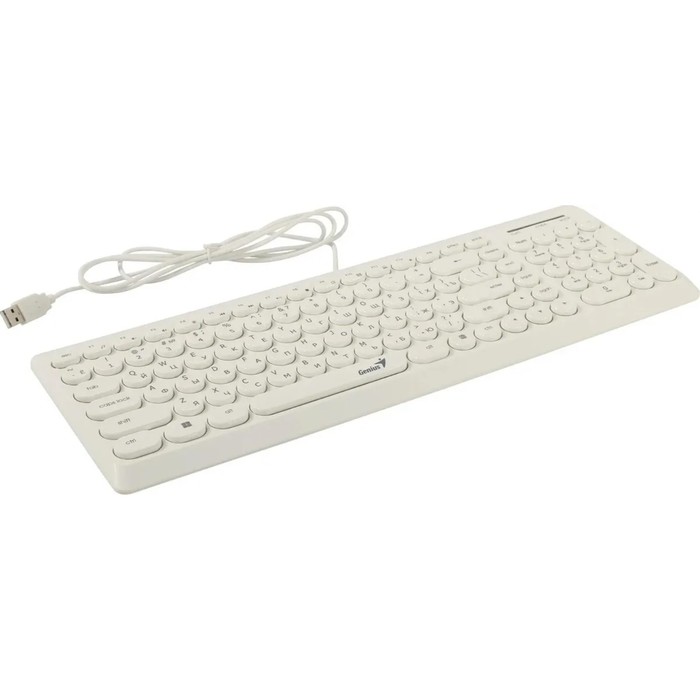 Клавиатура Genius SlimStar Q200, проводная, мембранная, 101 клавиша, USB, белая клавиатура genius slimstar 126 black