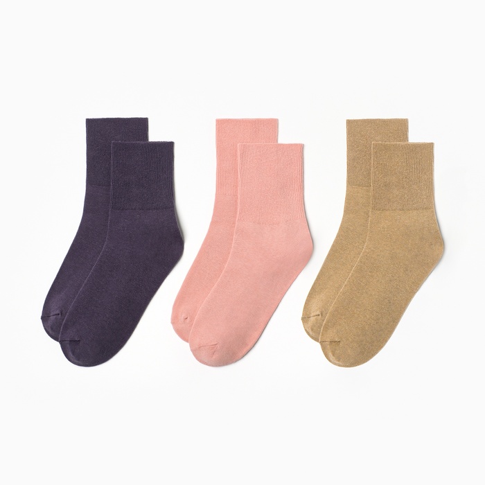 Набор женских носков KAFTAN Base 3 пары, р. 36-39 (23-25 см) сиренев/розов/беж