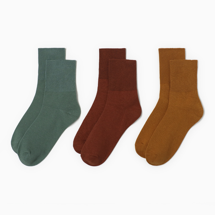 Набор женских носков KAFTAN Base 3 пары, р. 36-39 (23-25 см) горчичн/терракот/зелен
