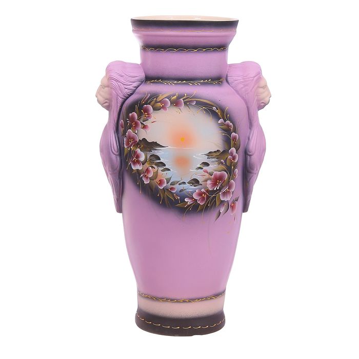 Ваза напольная "Дора" акрил, цветы, сиреневый фон, микс