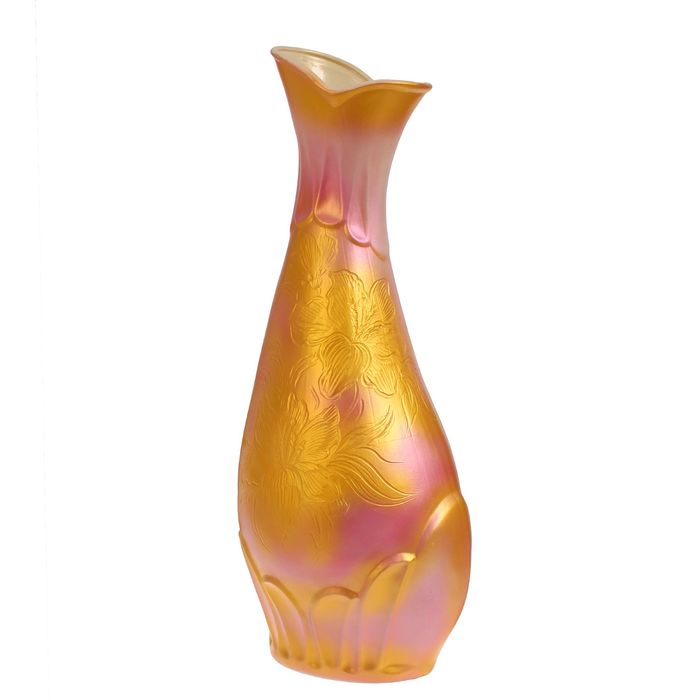 Ваза напольная "Верона" шёлкография, розовая радуга