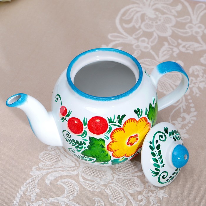 Набор «Букет на белом», жёлудь, 3 предмета, самовар 3 л, заварочный чайник 0,7 л, поднос