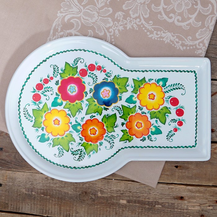 Набор «Букет на белом», жёлудь, 3 предмета, самовар 3 л, заварочный чайник 0,7 л, поднос