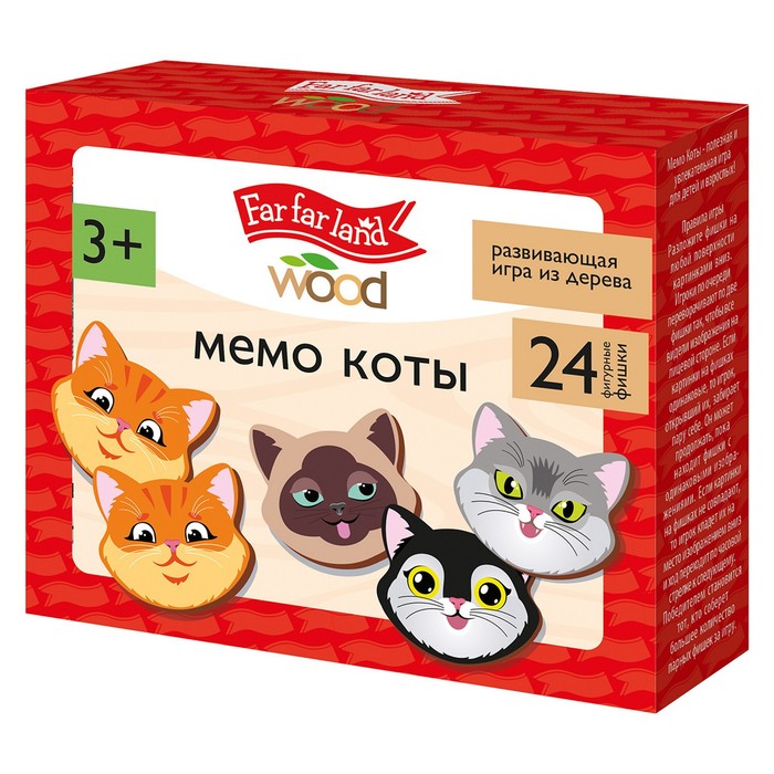 Игра настольная мемо «Коты» Far far land wood (24 фишки в коробке) настольная играэрудит черные фишки в коробке 10017